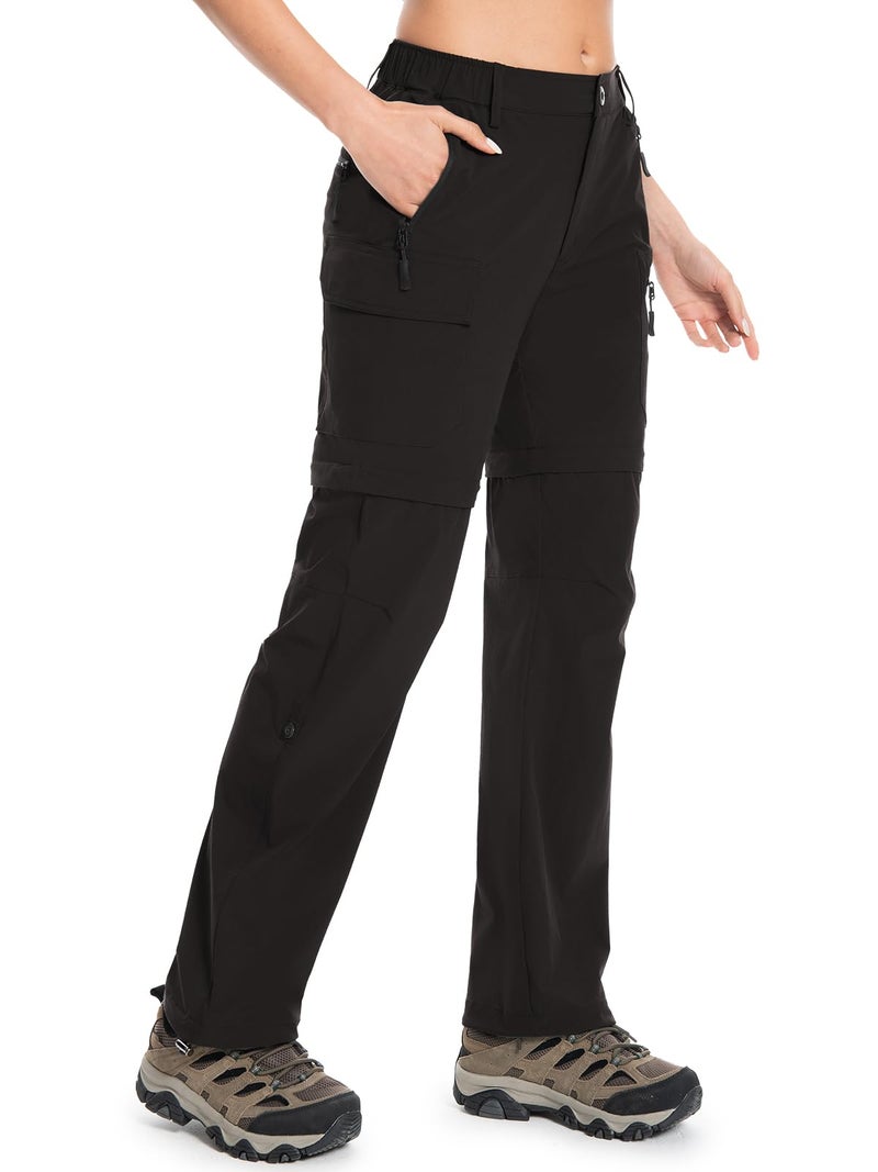 Wespornow Women's-Hiking-Pants Convertible-Zip-Off-Quick-Dry-Pants for Cargo, Camping, Travel, Outdoor, Fishing, Safari (Black, X-Large) - Image 2